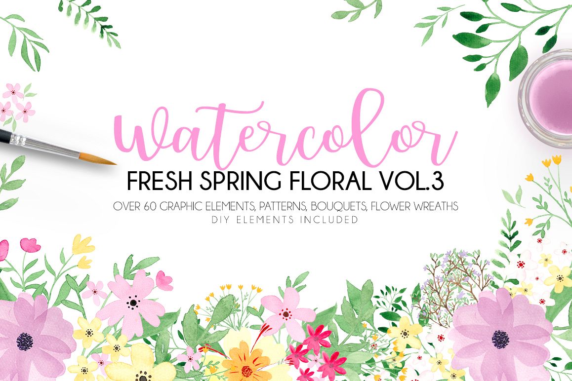 Watercolor fresh spring floral vol.3 example image 1