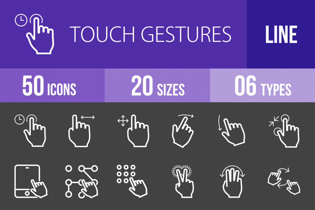 50 Touch Gestures Line Inverted Icons example image 1
