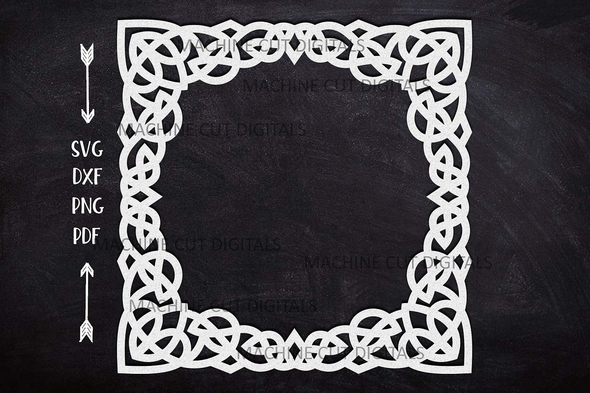 Download Celtic knots square frame laser cut paper cut template svg (419208) | Cut Files | Design Bundles