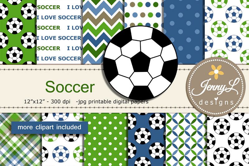 soccer digital papers and soccer ball clipart for birthday sport soccer ball paper