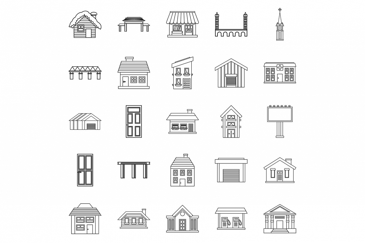 Creation icons set, outline style example image 1