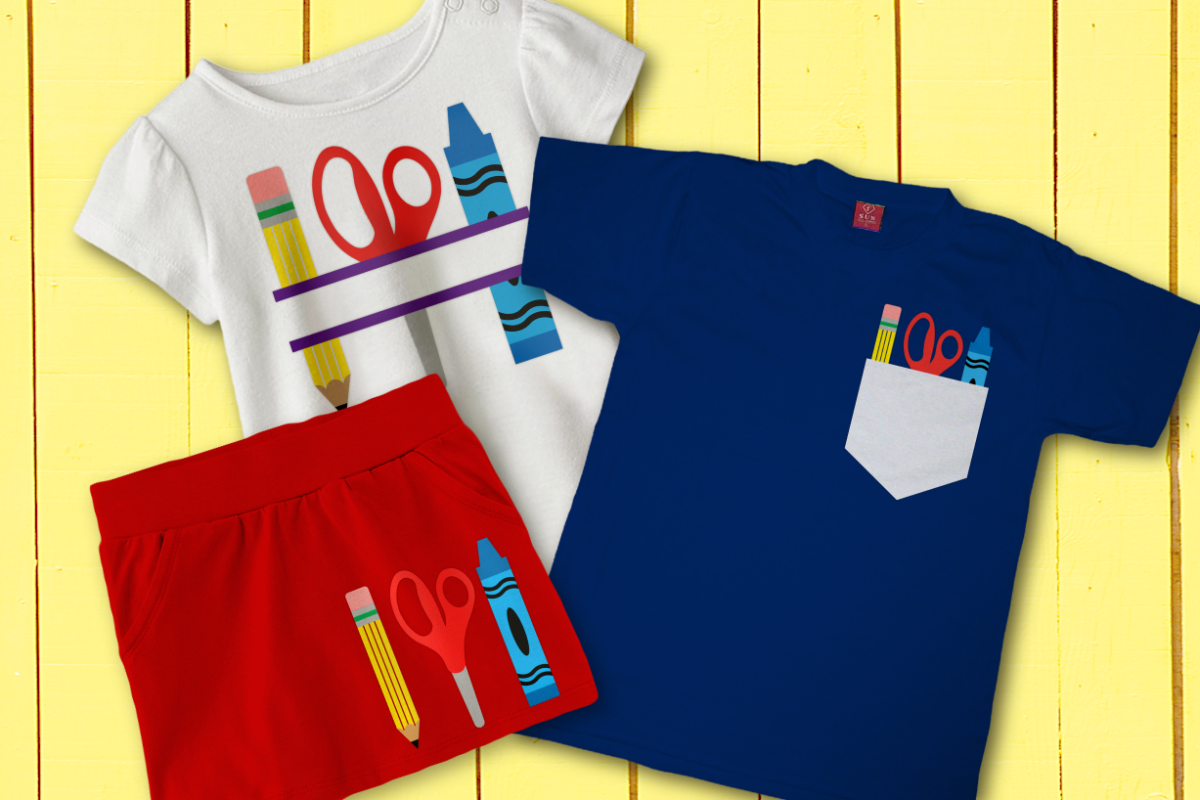 School Supply Trio SVG File Set example image 1