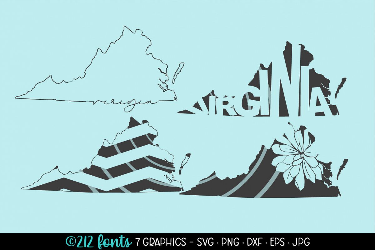 4 - Virginia State Map Graphic Cut File DXF PNG JPG SVG EPS example image 1