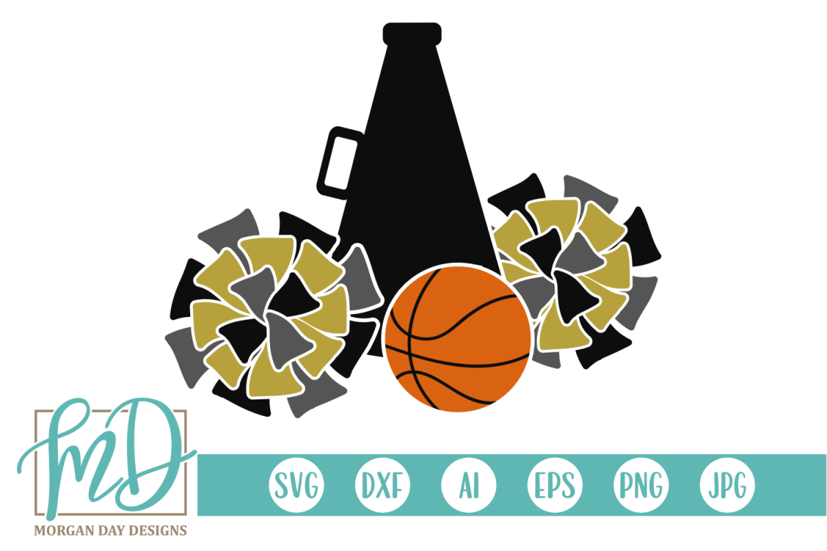 Cheerleader - Basketball Cheer SVG, DXF, AI, EPS, PNG, JPEG example image 1