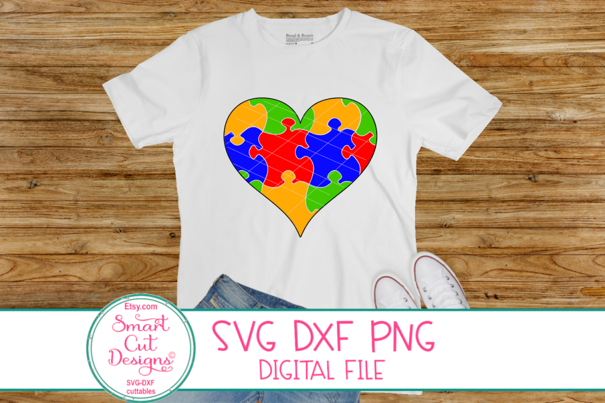 Autism Heart SVG, DXF, Autism, Autism Awareness, Jiigsaw example image 1