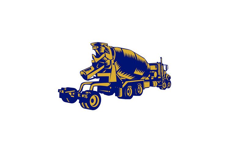 Cement Truck Rear Woodcut example image 1