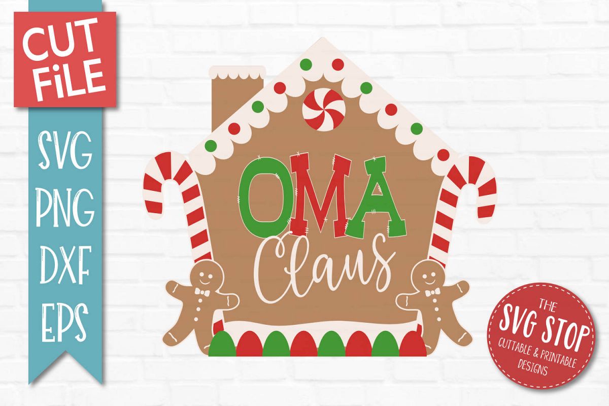 Oma Claus Gingerbread Christmas SVG, PNG, DXF, EPS example image 1