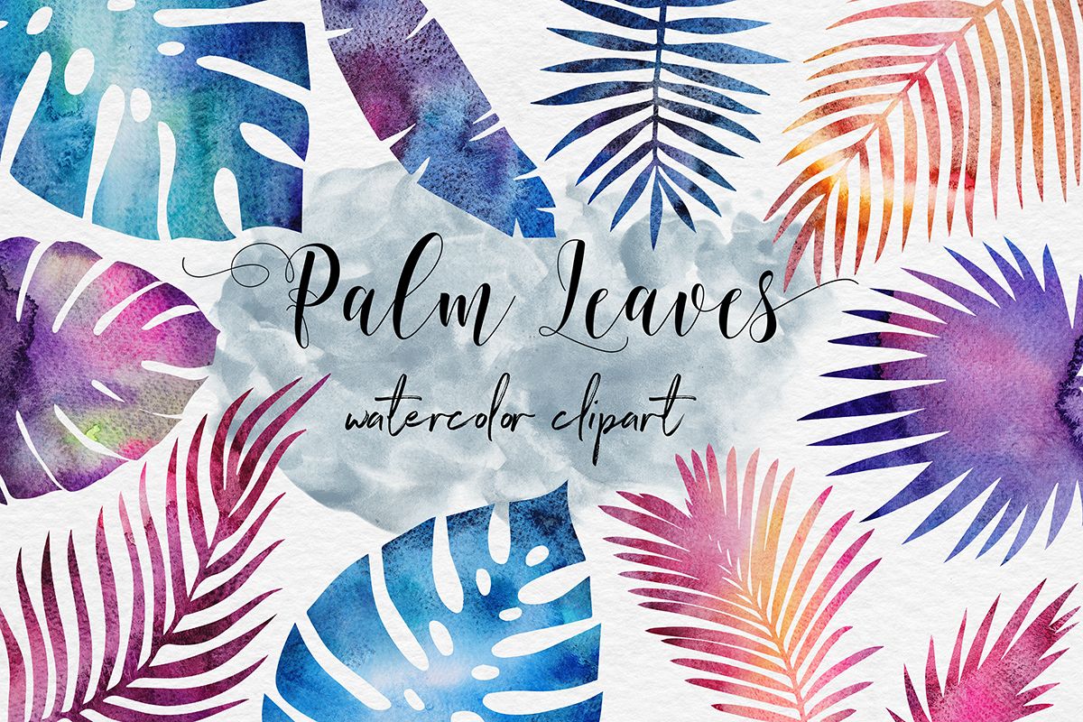 Galaxy Watercolor Palm Leaves example image 1