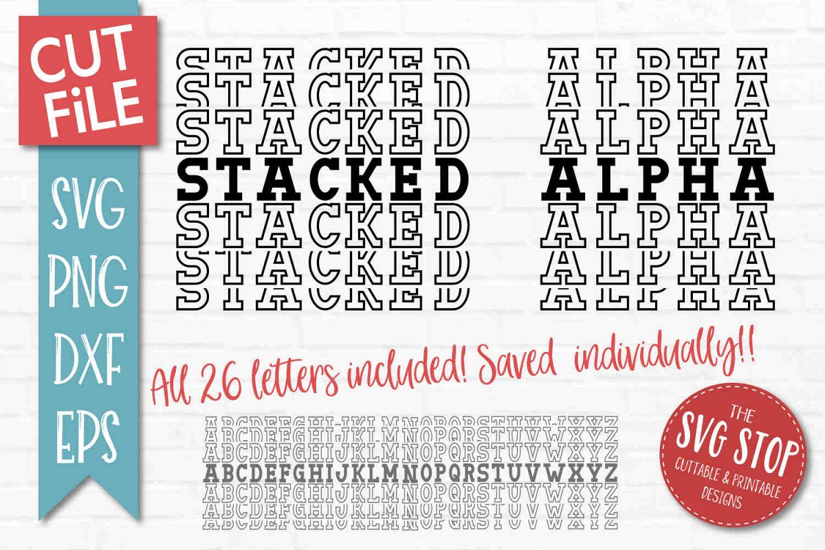 Stacked Mirror Alphabet Font - SVG, PNG, DXF, EPS example image 1
