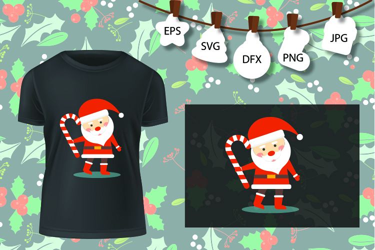 Candy Santa SVG Cut Files, Silhouette Cameo Cricut, Dxf Svg example image 1