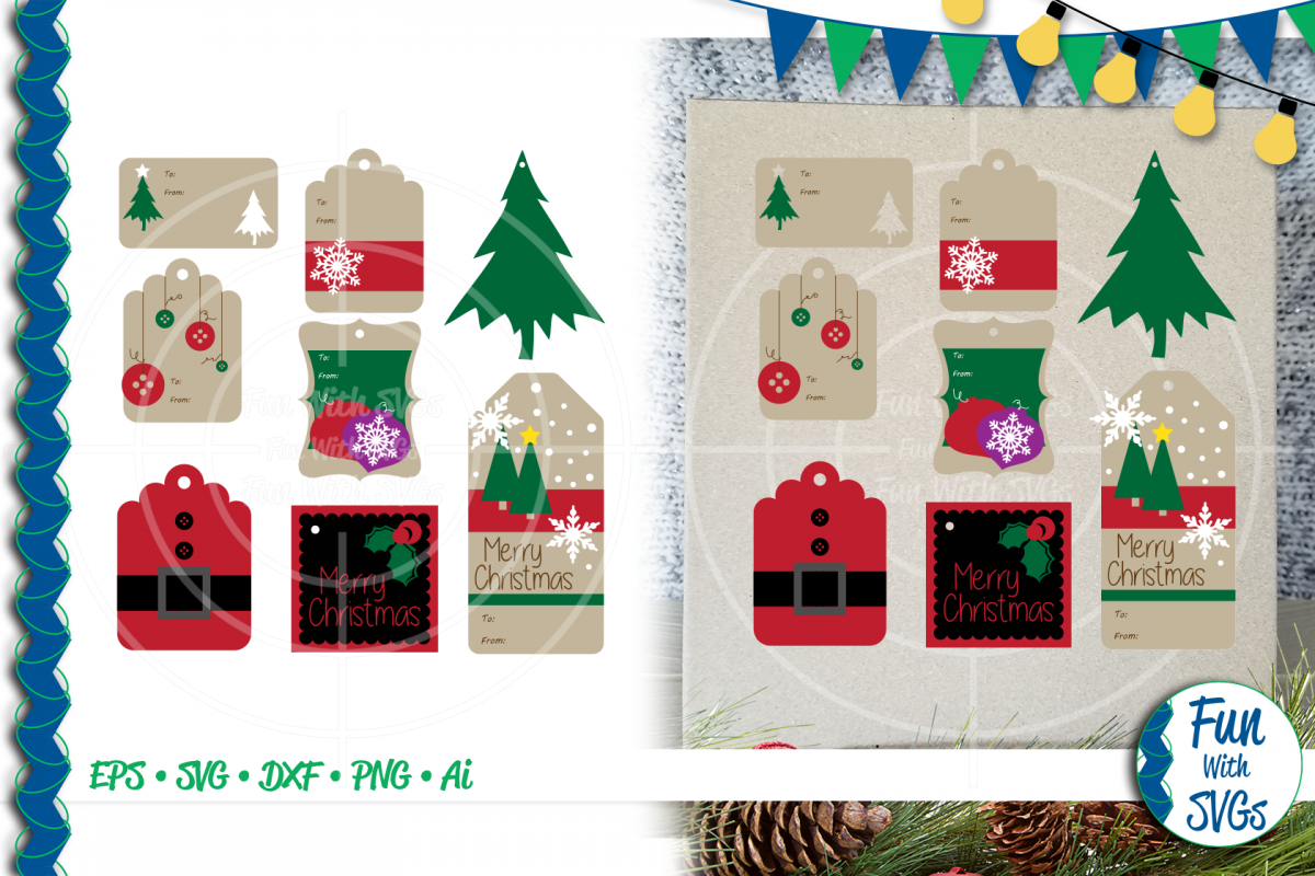 SVG Christmas Tags Vector, Cut File, Clip Art FWS449 example image 1