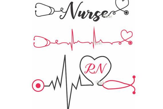 Download Nurse with heartbeat and stethoscope svg CUT file for Silhouette cricut Nurse Life, RN nurse ...