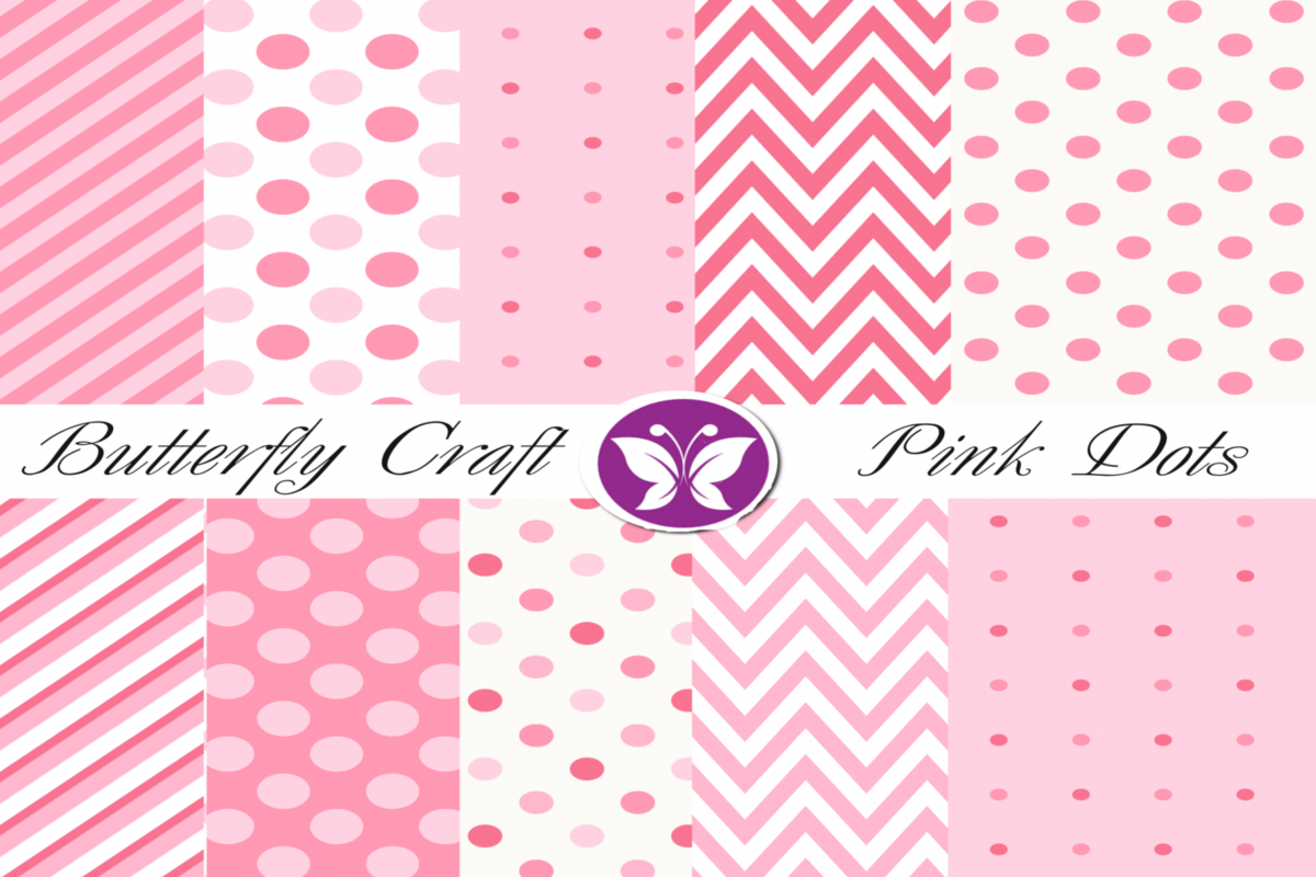 Pink dots digital paper, Polka dots and stripes example image 1