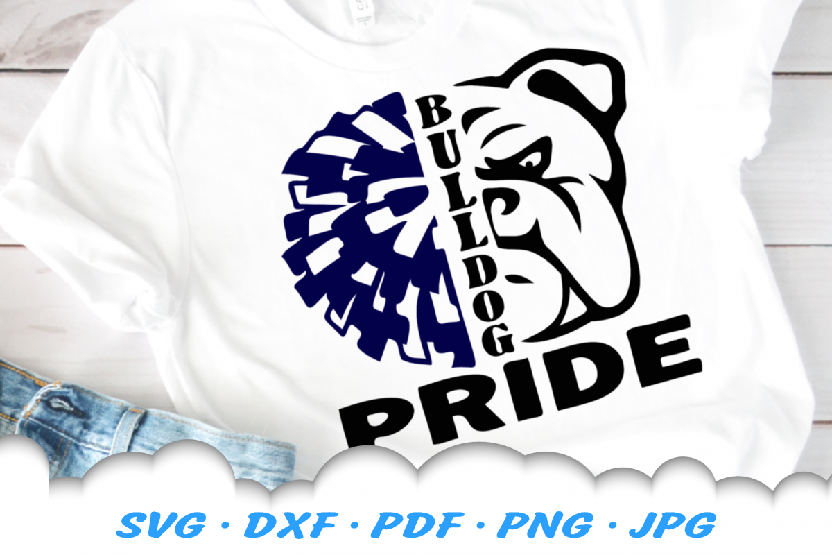 Bulldog Pride Mascot Cheer Pom SVG DXF Cut Files example image 1