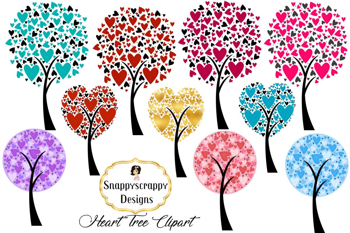 Valentine Heart Trees Clipart example image 1