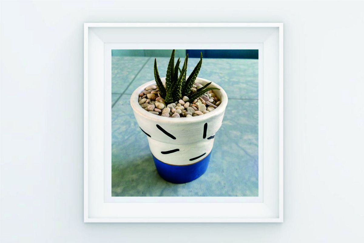 FRAME POSTER CACTUS STRIPE WHITE GREEN example image 1