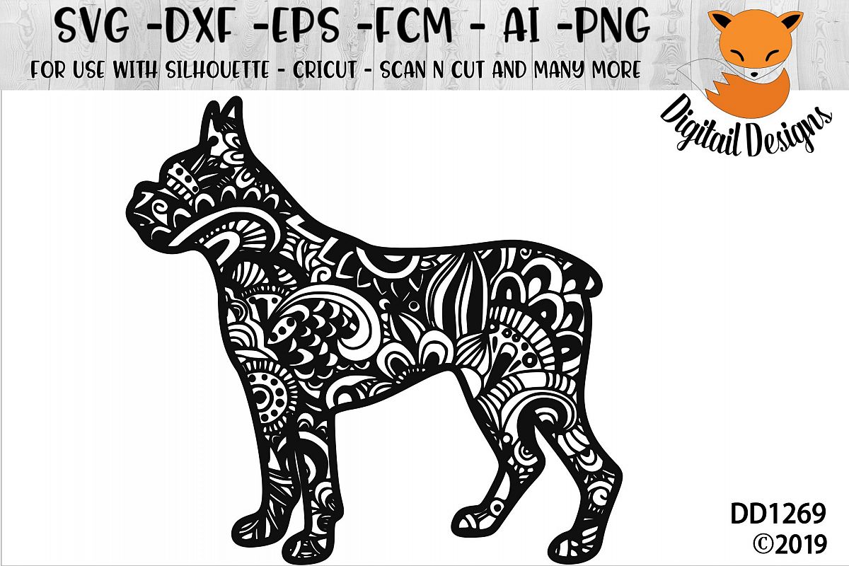 Download Zentangle Boxer Dog SVG