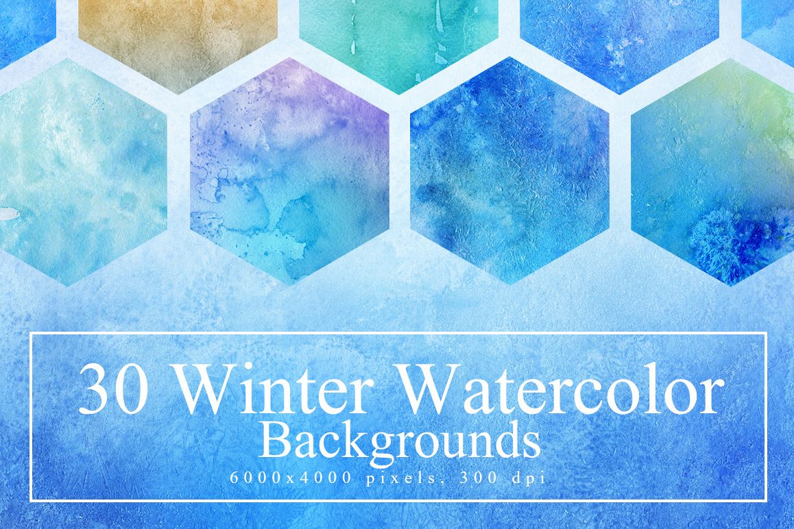 30 Winter Watercolor Backgrounds example image 1