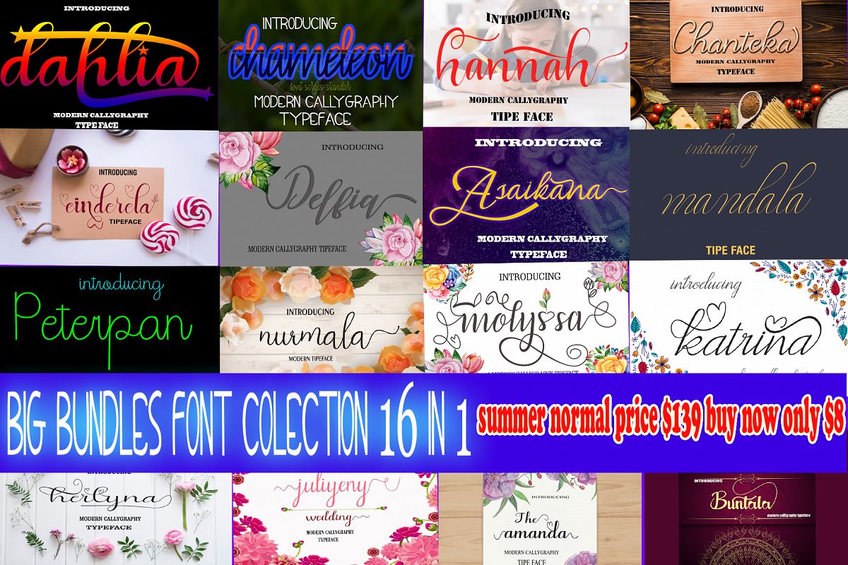 16 In 1 Font Colection 2018 example image 1