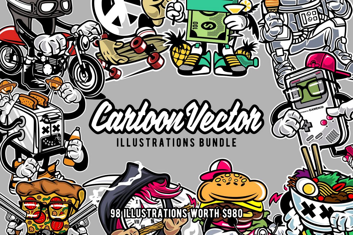 Cartoon Vector Illustrations Bundle example image 1