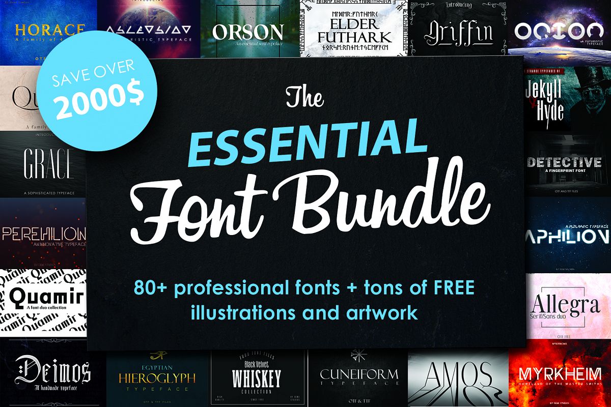 FONT BUNDLE - Over 80 professional fonts example image 1