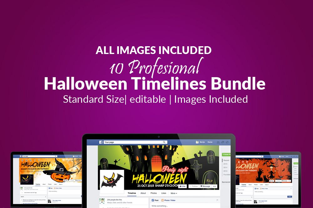 10 Halloween Facebook Timeline Cover Bundle example image 1