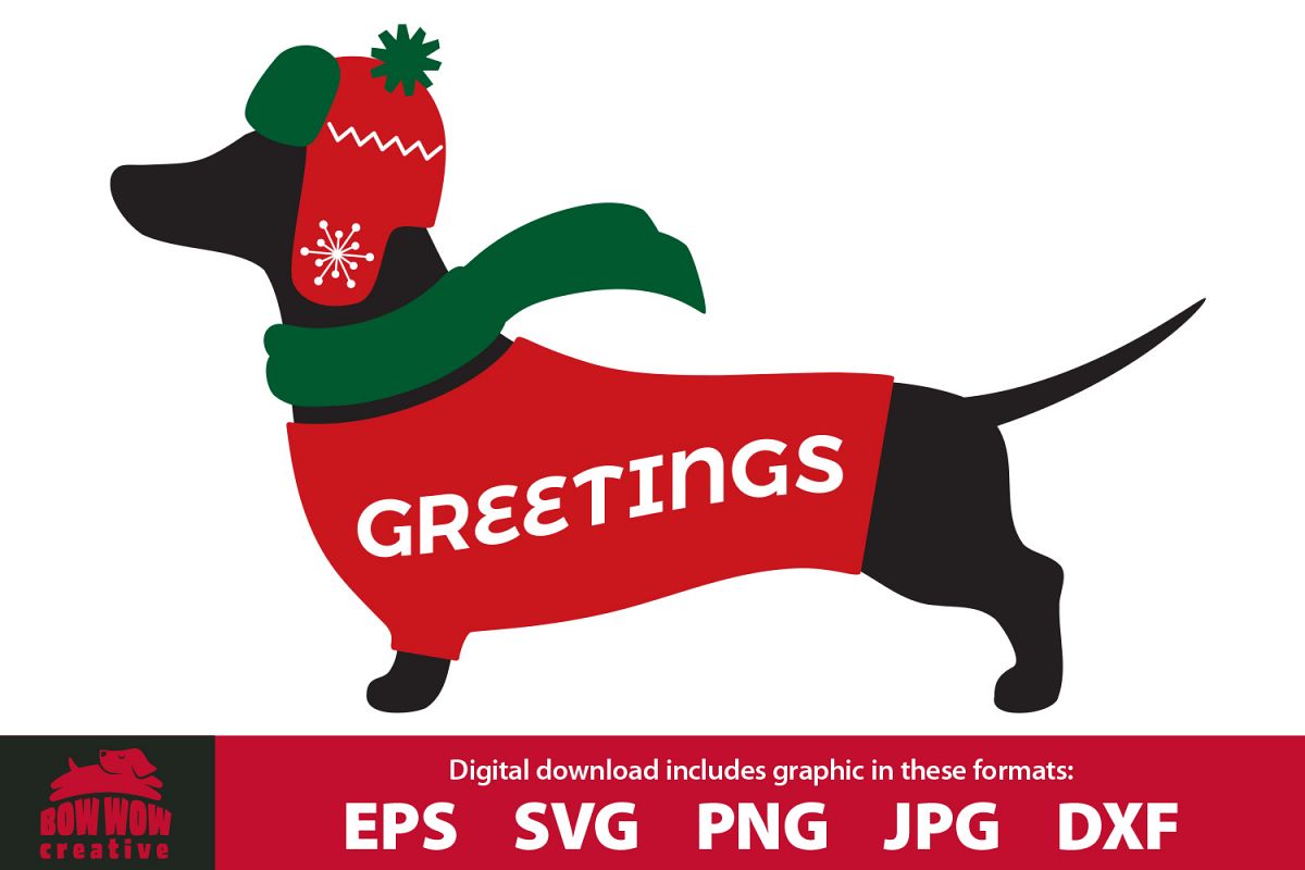 Winter / Christmas Dachshund wearing sweater, scarf & hat example image 1