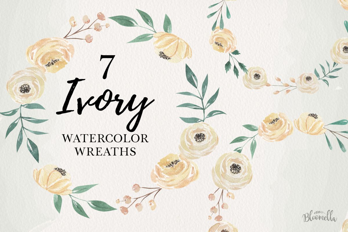 Ivory 7 Wreaths Watercolor Flowers Cream Wedding Florals example image 1