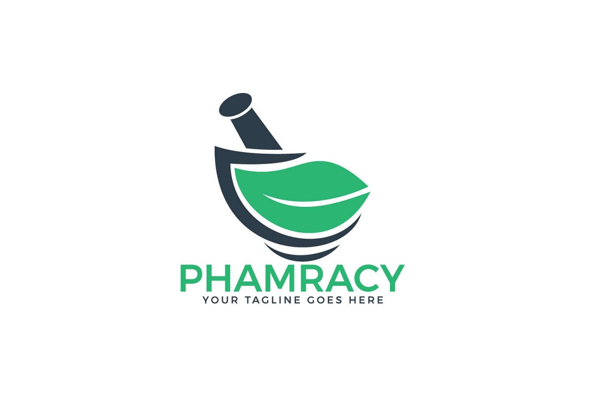 Pharmacy medical logo. Natural mortar and pestle logo. example image 1