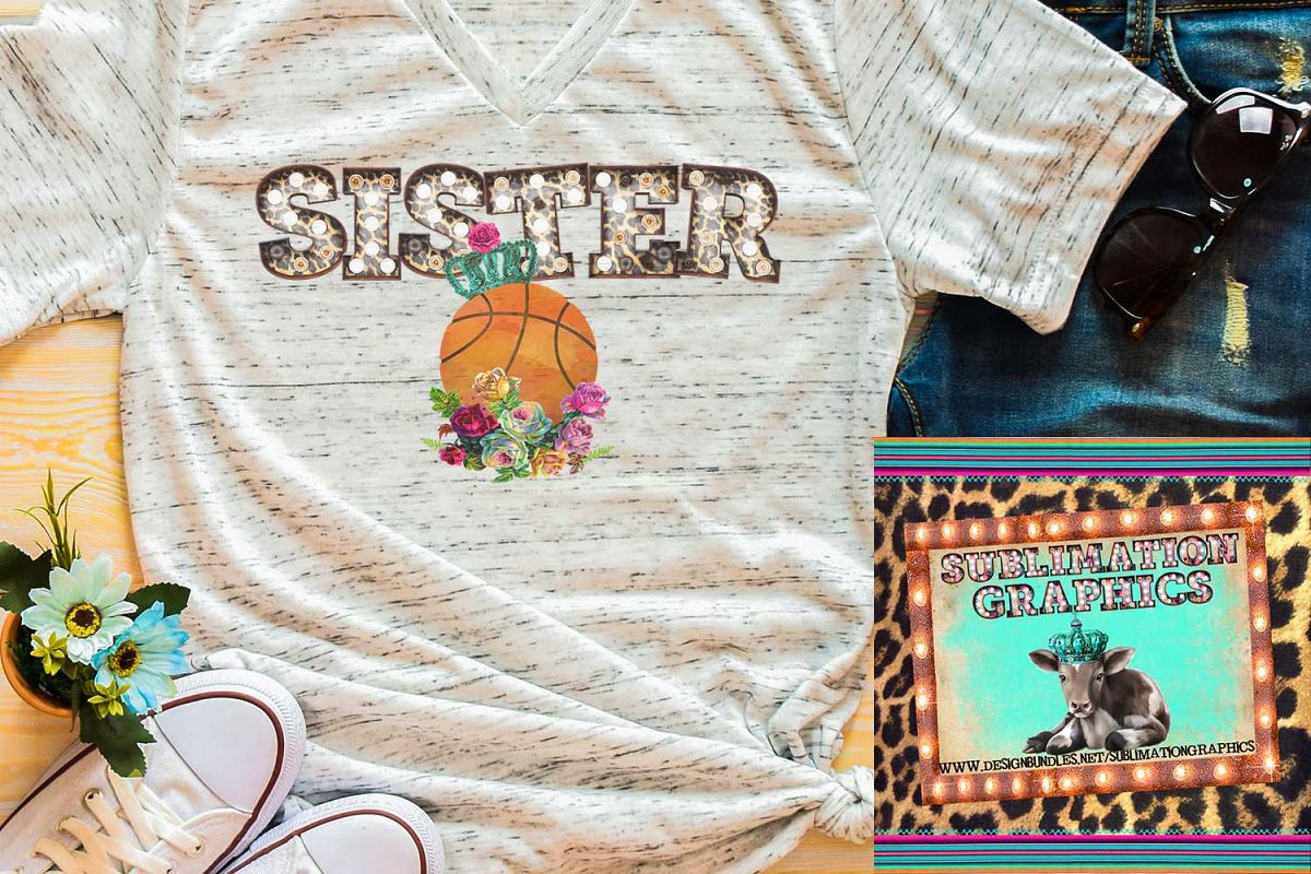 Basketball Sister Marquee Sublimation Download example image 1