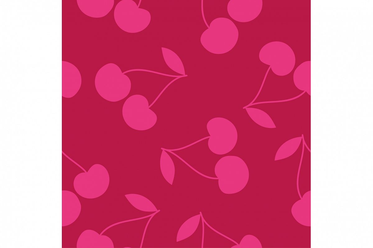 Seamless vector background with decorative cherries. Print. Repeating background. Cloth design, wallpaper. example image 1