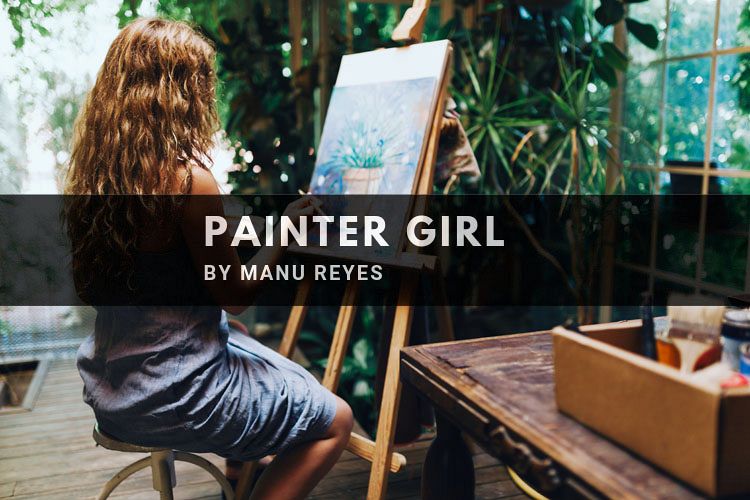 Woman painter painting in her painting studio. example image 1
