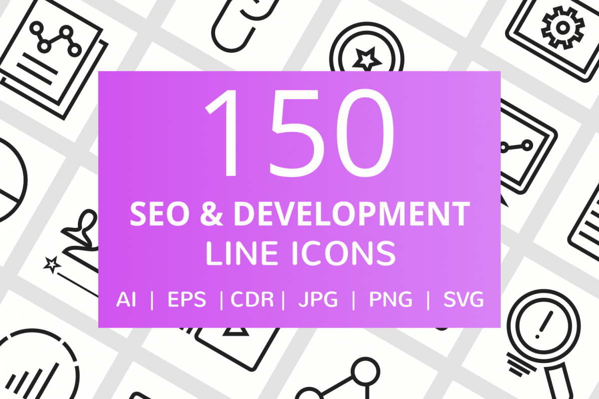 150 SEO & Development Line Icons example image 1