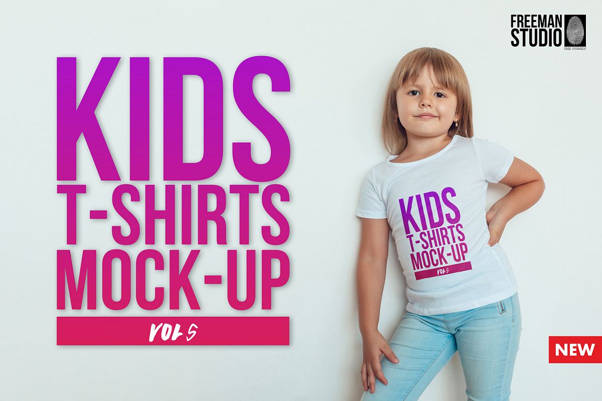 Kids T-Shirt Mock-Up Vol 5 example image 1