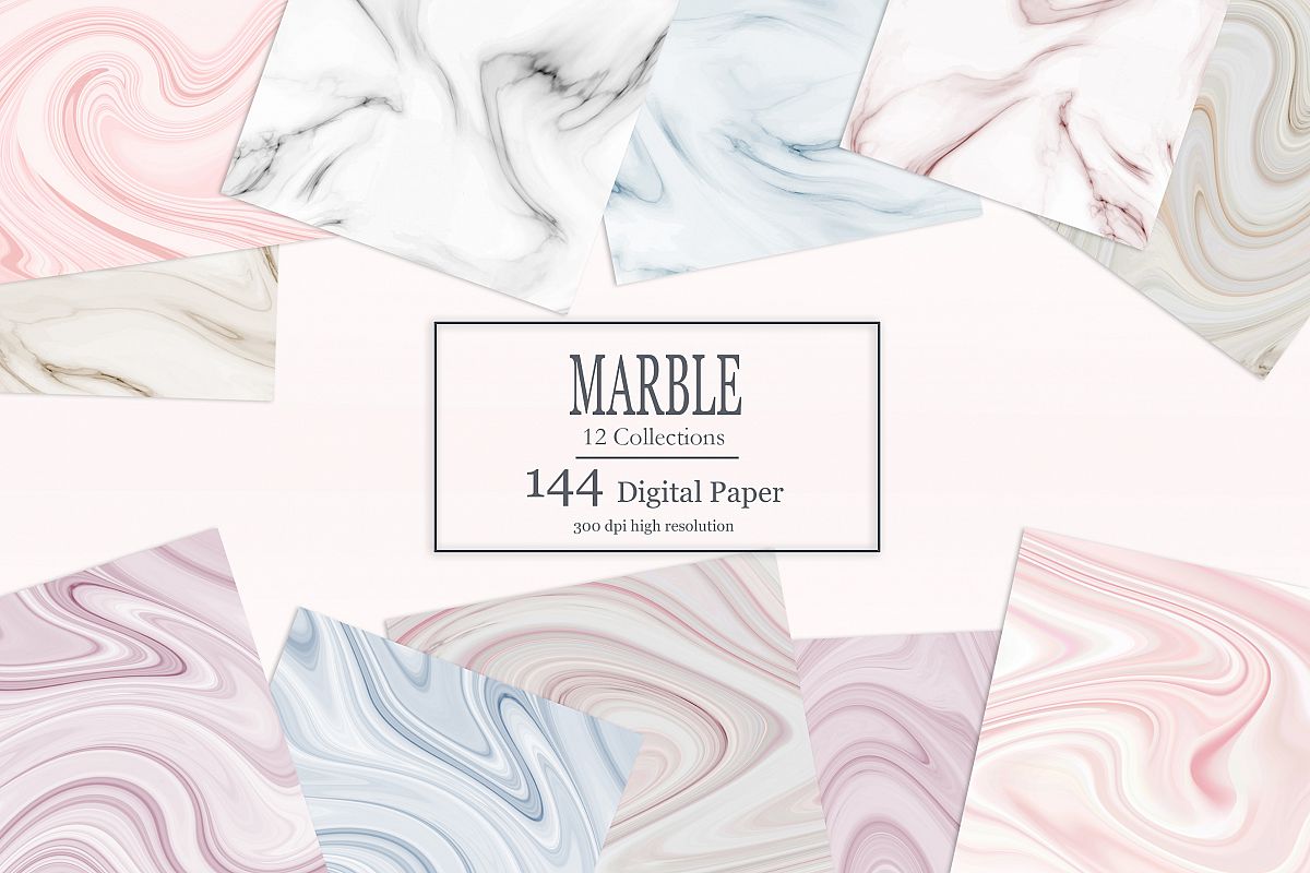 Marble Textures 12 Collections 144 Digital Paper example image 1