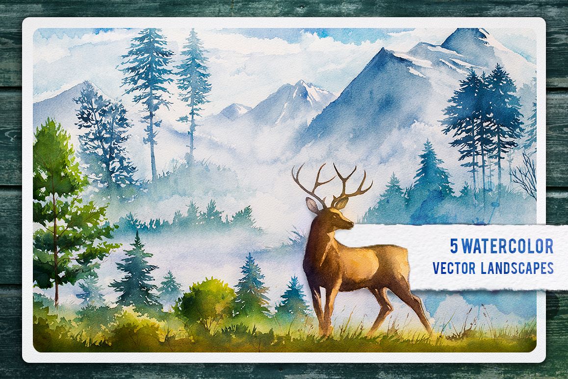 Watercolor Landscape set #3 example image 1