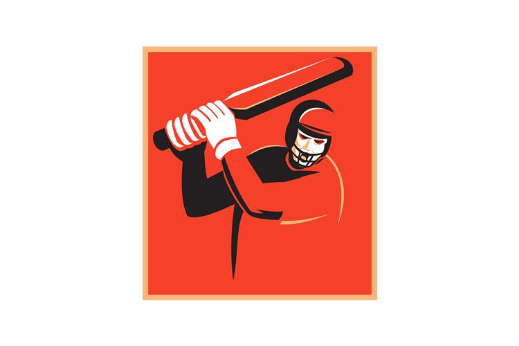 cricket player batsman batting retro example image 1