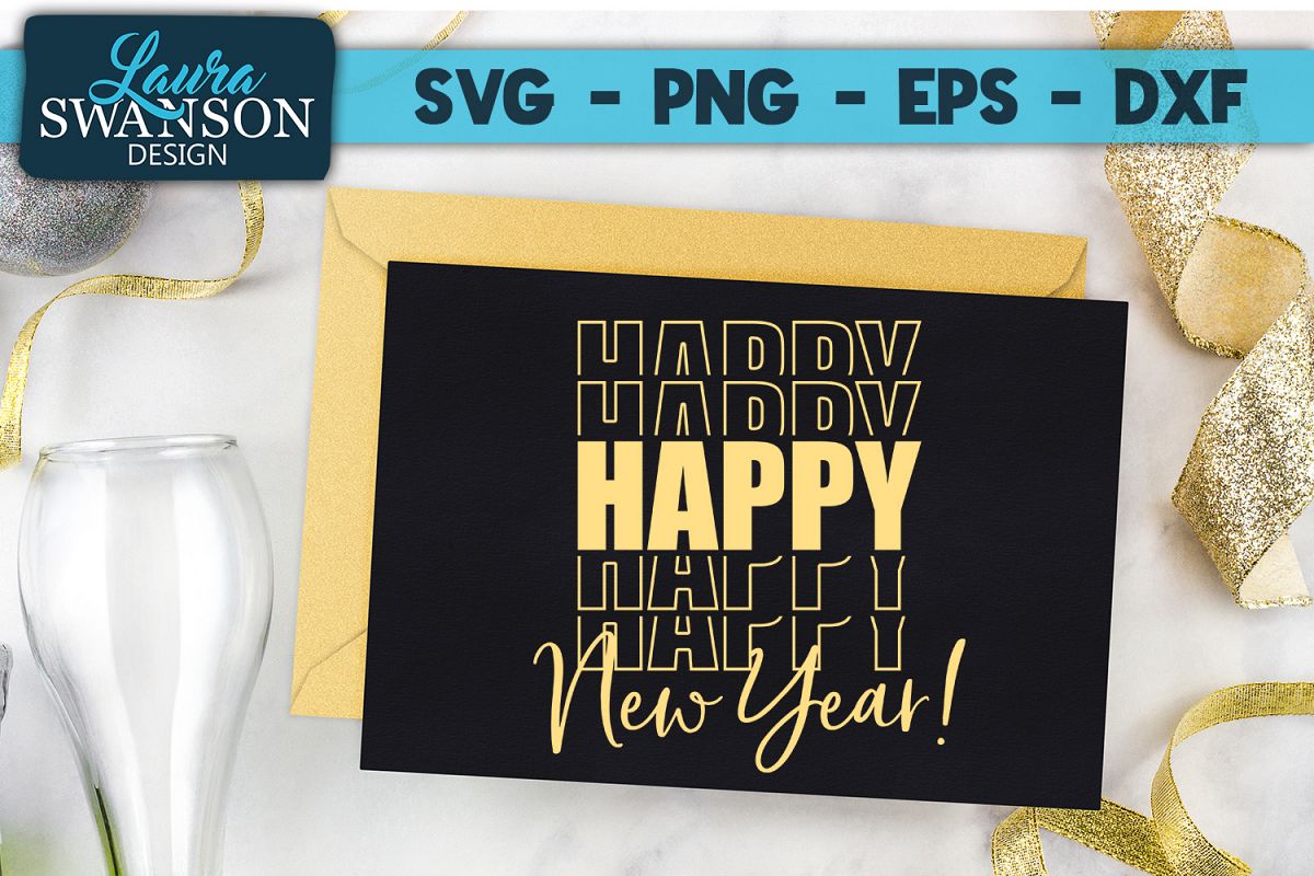 Happy New Year - Mirror SVG, PNG, EPS, DXF example image 1