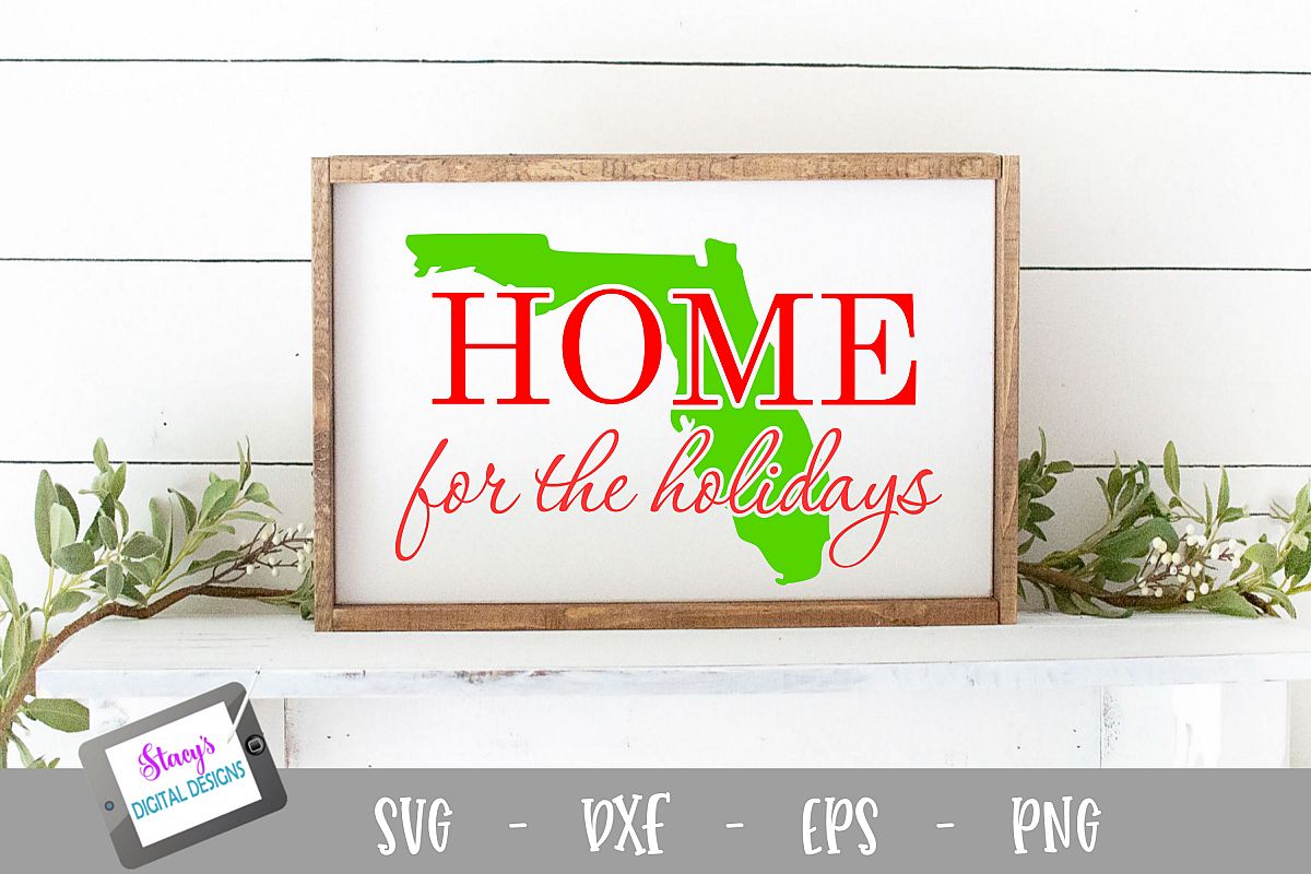 Florida - Home for the Holidays - Christmas SVG example image 1