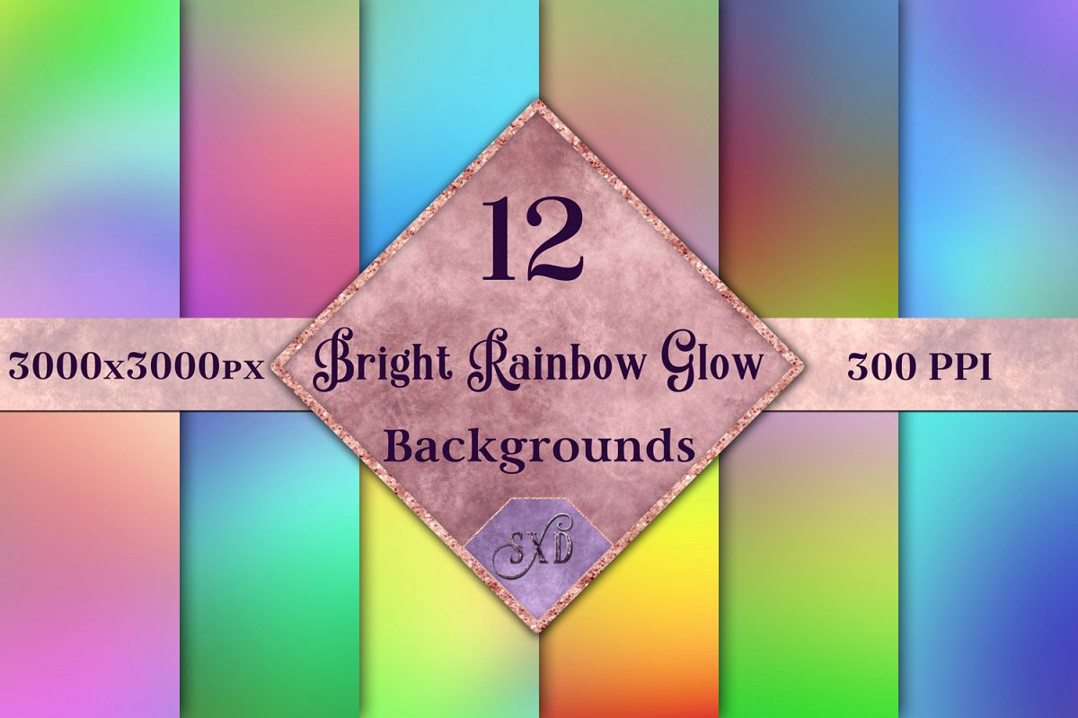 Bright Rainbow Glow Backgrounds - 12 Image Set example image 1