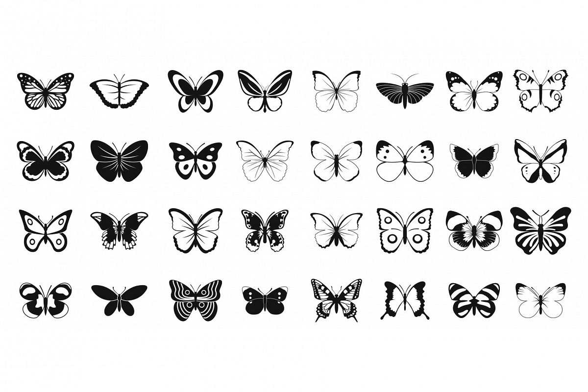 Butterfly icon set, simple style example image 1