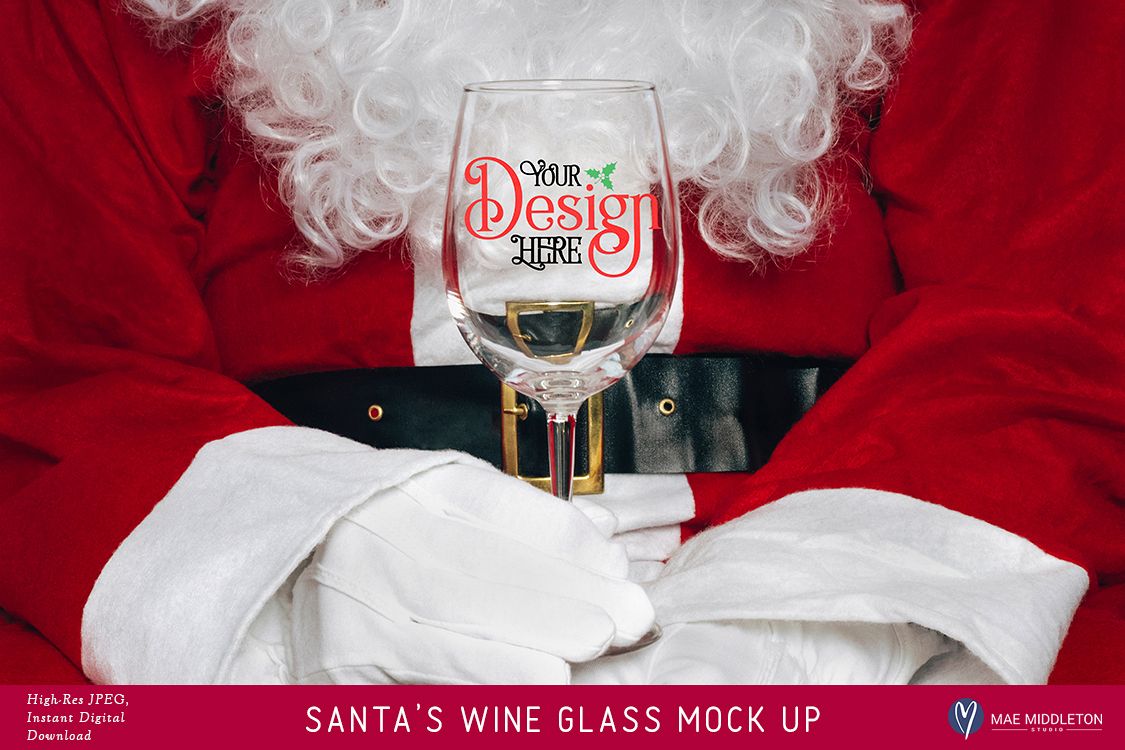 Santa's Wine Glass - Christmas Mock Up example image 1