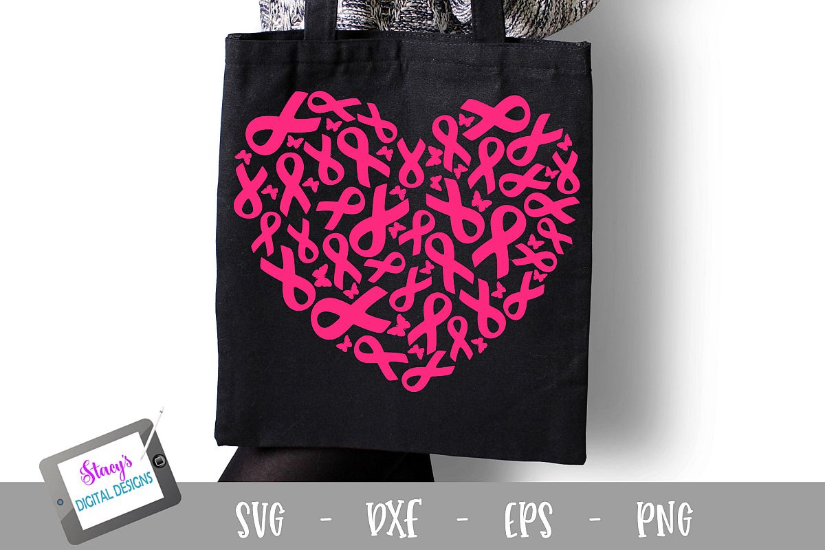 Breast Cancer Awareness SVG - Breast Cancer Ribbons - Heart example image 1