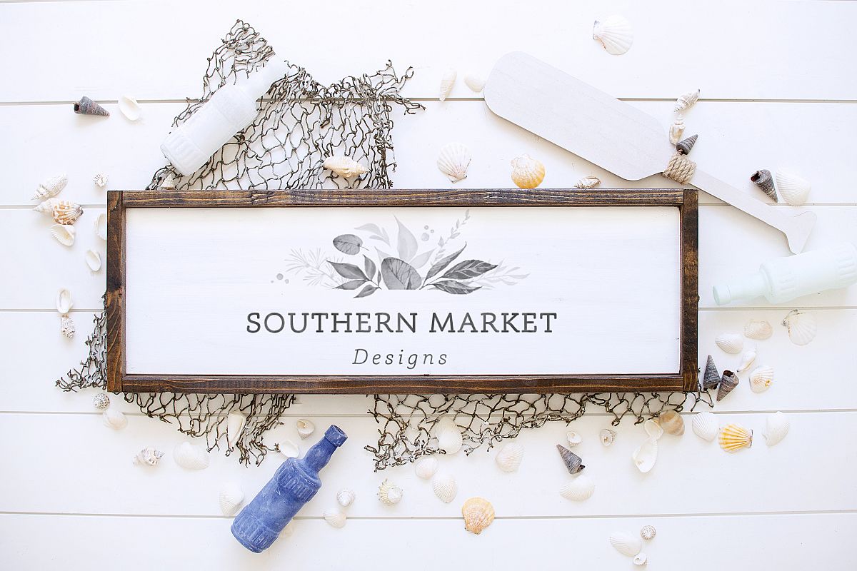 8x20 Beach Framed Sign Digital Mock Up Styled Stock Photo example image 1