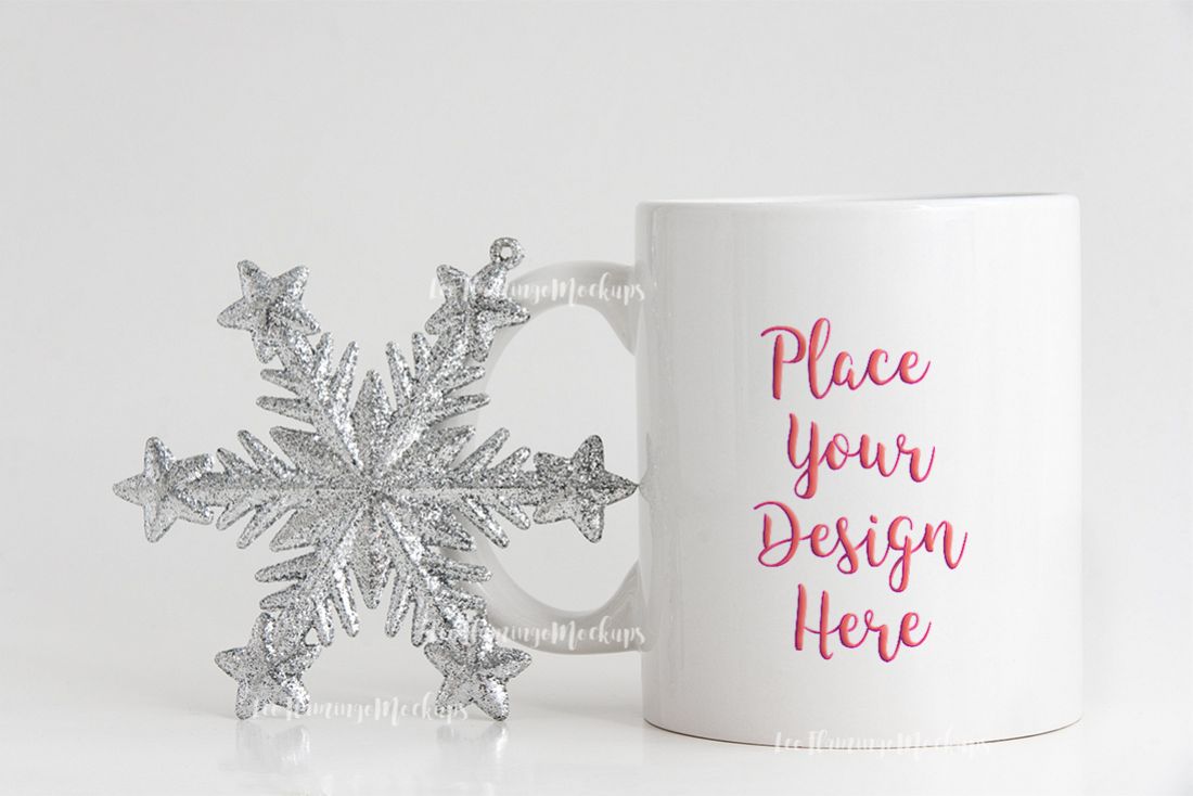 Winter white coffee mug mock up minimal example image 1