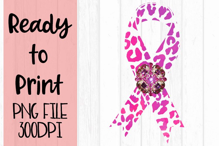 Pink Leopard Awareness Ribbon Ready to Print example image 1