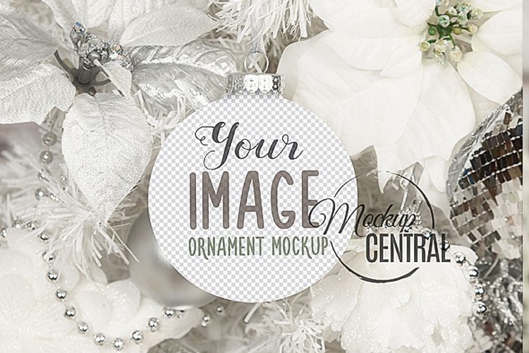 Blank Circle Round Christmas Ornament Mockup PNG Template example image 1