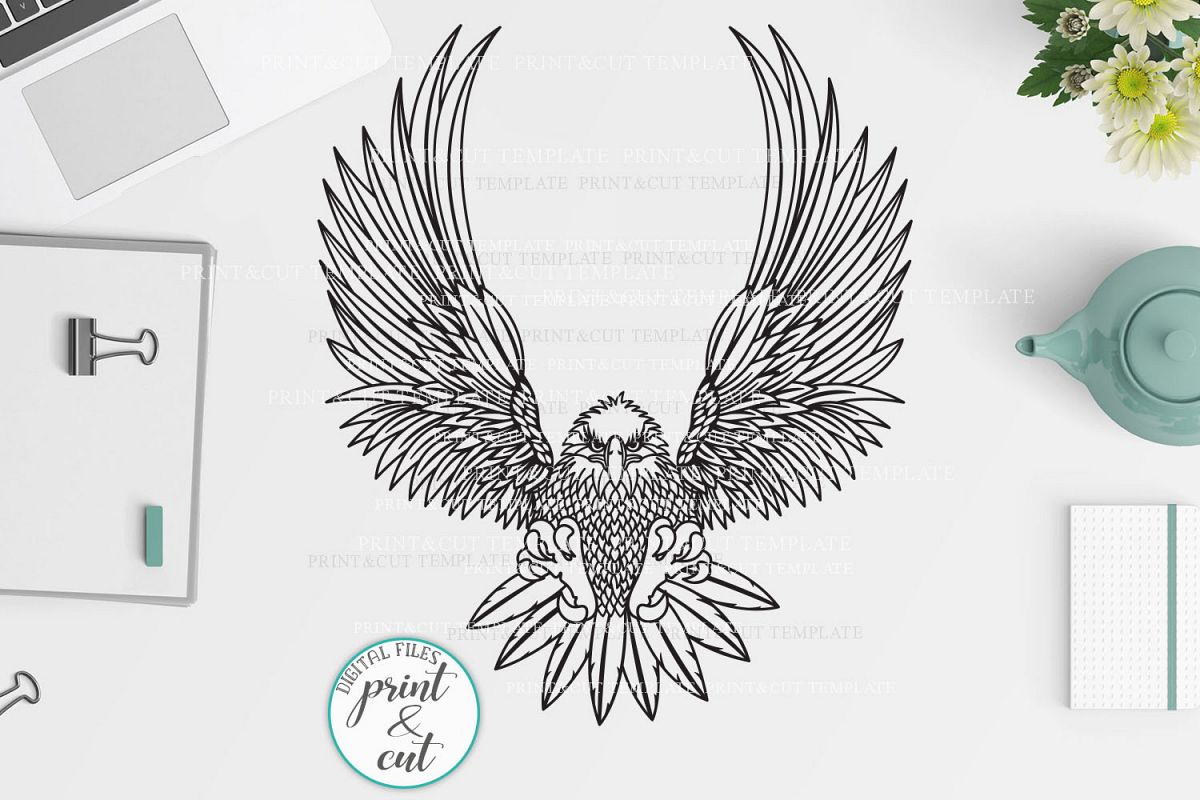 Download Cut out Flying Eagle svg dxf pdf png cutting template ...