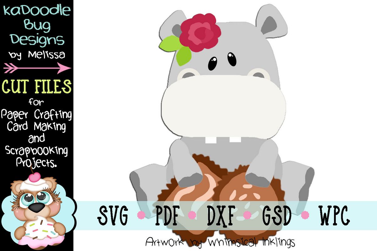 Valentine Girl Hippo Cut File - SVG PDF DXF GSD WPC example image 1