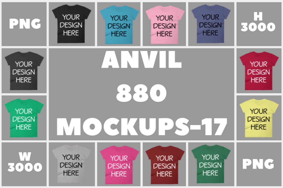 Anvil 880 Ladies Fit T-Shirt Mockups - 17 | PNG|3000x3000px example image 1